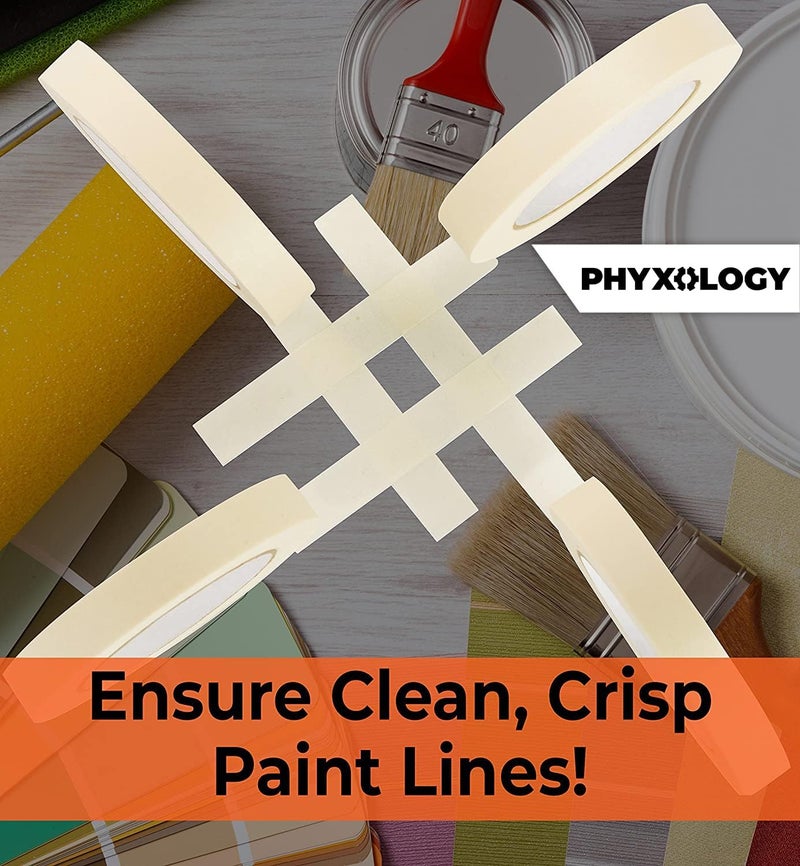 Phyxology Supply 3/4 in Pro-Grade Masking Tape. 60 Yard Roll 4 Pack = 240 Yards of Multi-Use, Easy Tear Removable Tape. Great for Labeling, Painting, Packing and More. Adhesive Leaves No Residue! - Image 3